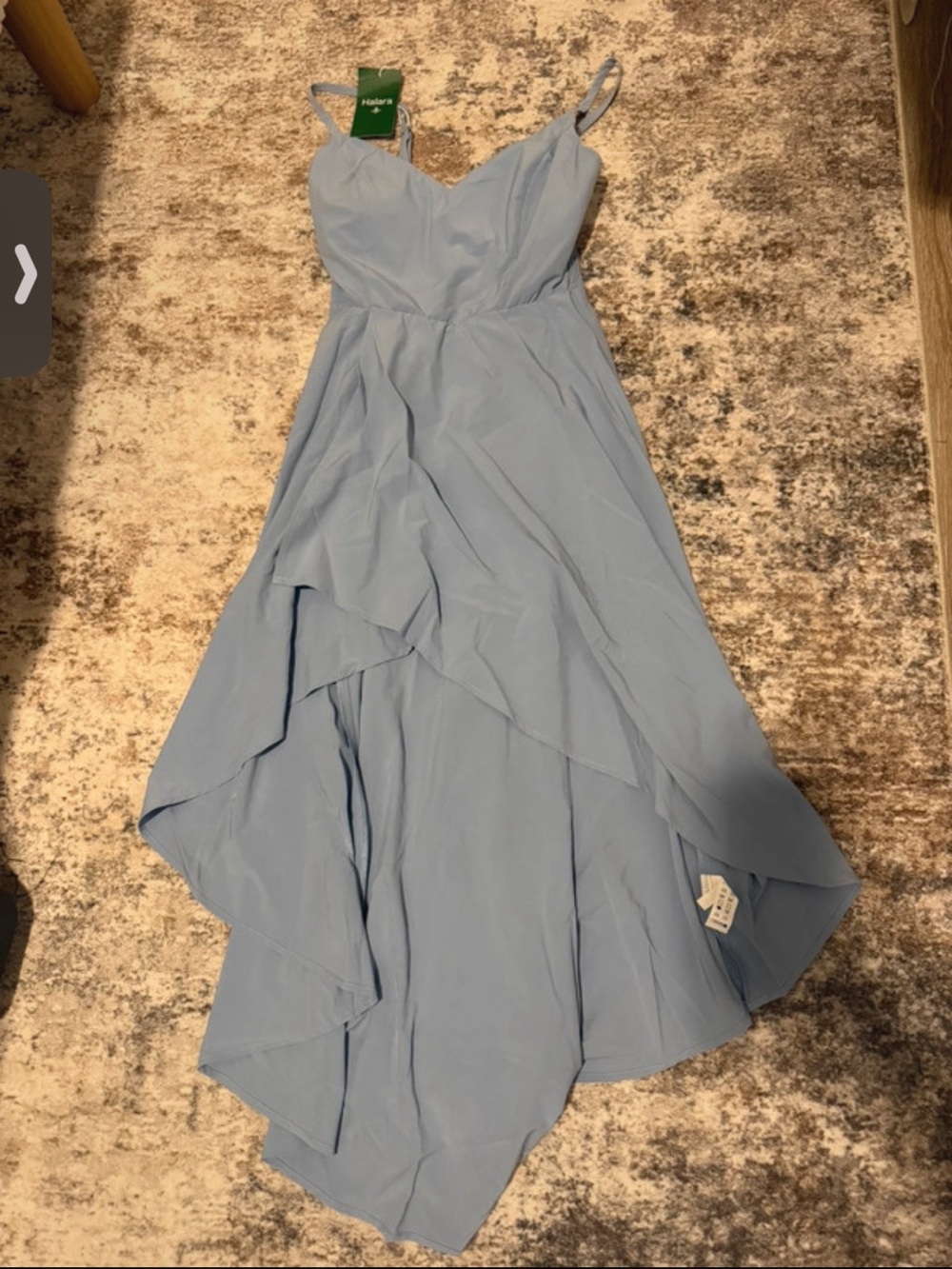 HALARA Sky Blue High-Low Spaghetti Strap Dress